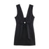 Autumn Solid Color Bow Decoration V neck Backless Design Fashionable All Match Dress 