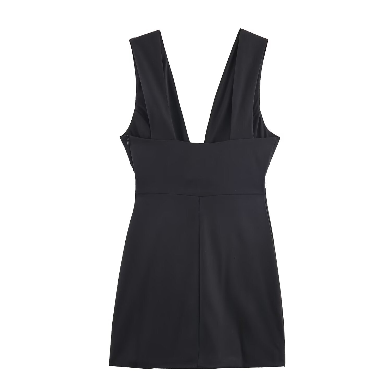 Autumn Solid Color Bow Decoration V neck Backless Design Fashionable All Match Dress 