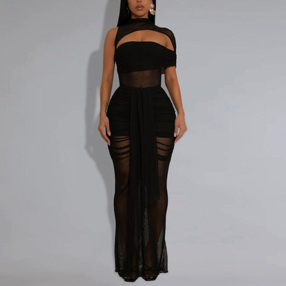 Women Wear Sexy Sheer Mesh Arm Covering Dress by Ragazza