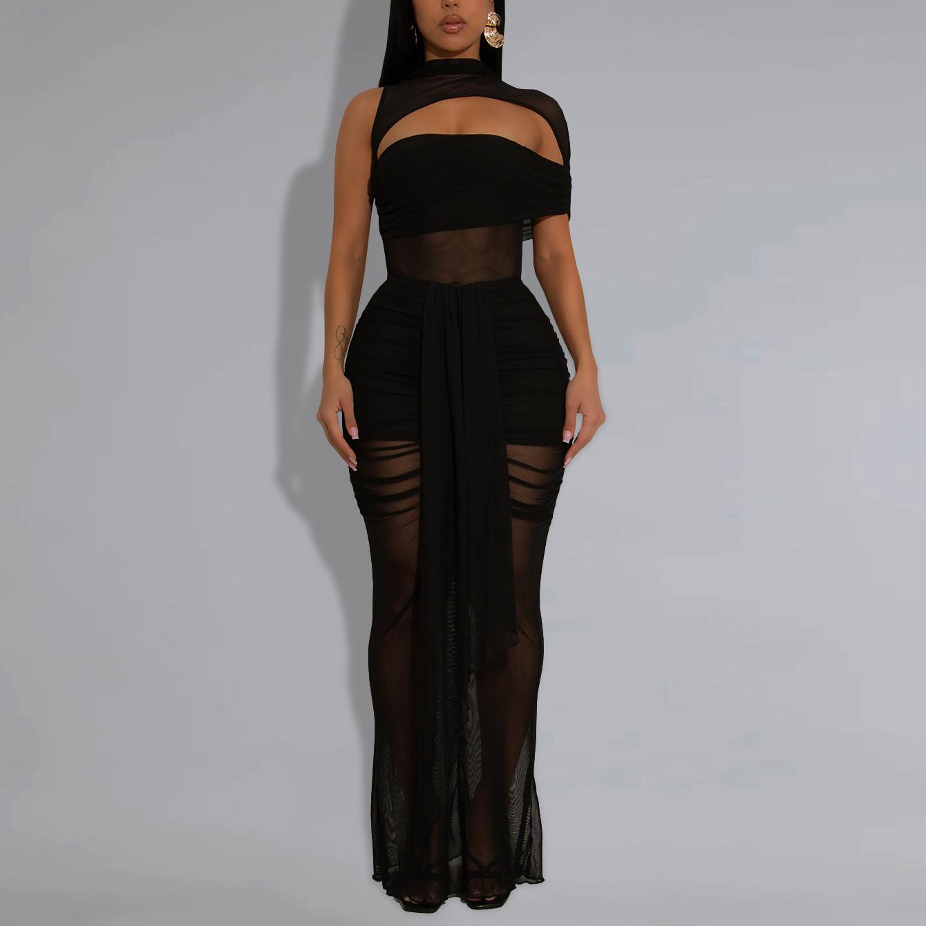 Women Wear Sexy Sheer Mesh Arm Covering Dress by Ragazza