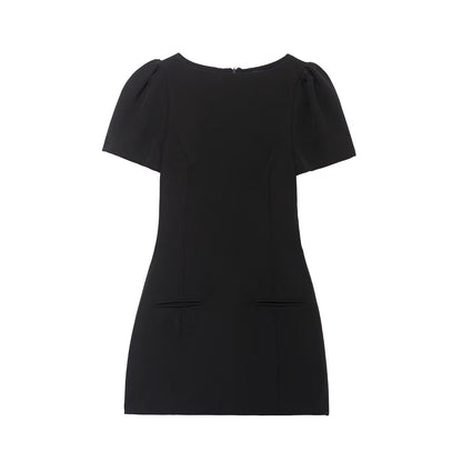 Homemade Women Clothing Short Pleated Pocket Dress by Ragazza