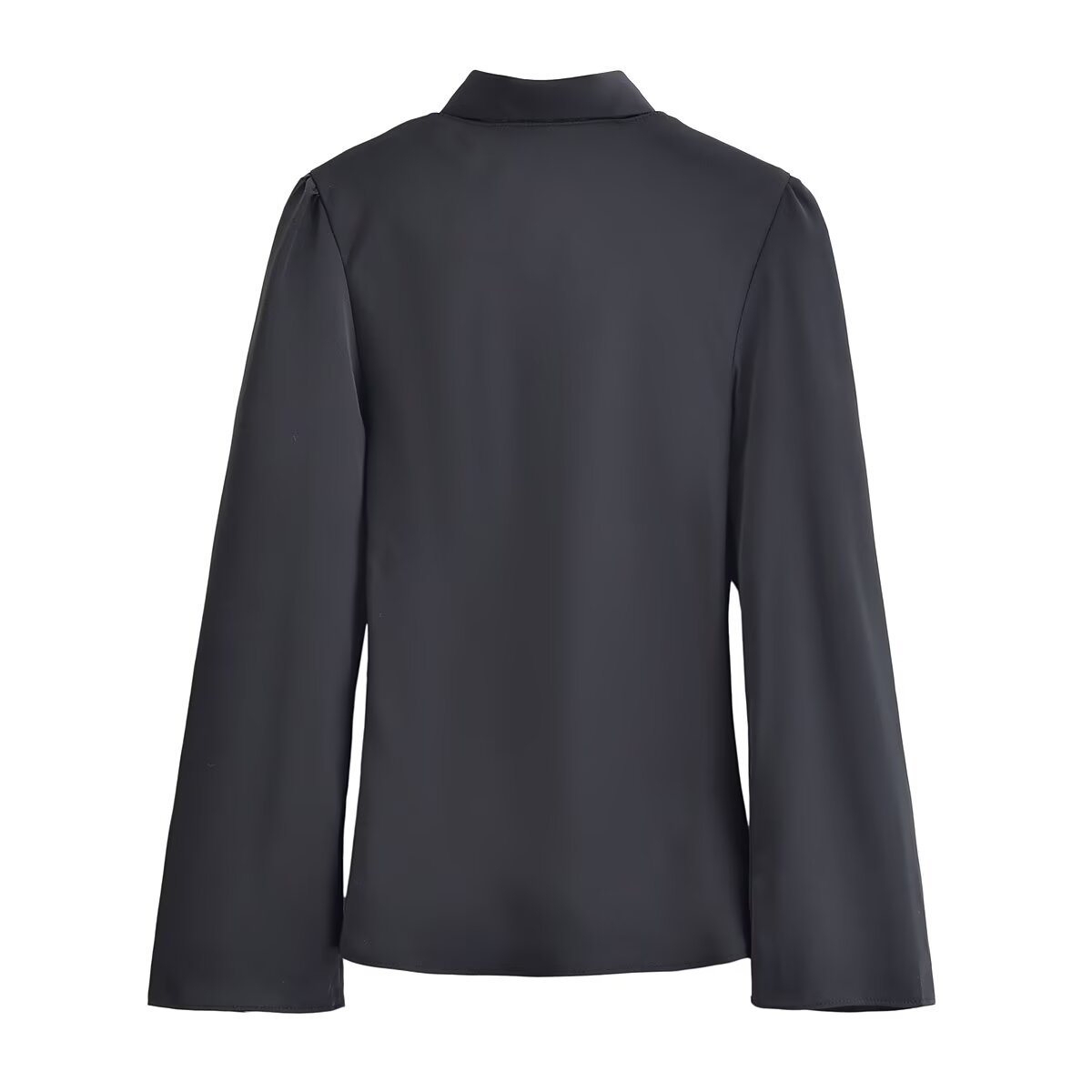 Women Clothing Winter Elegant Silk Satin Texture V neck Scarf Shirt by Ragazza