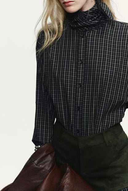 Women Clothing Cotton Scarf Plaid Shirt by Ragazza