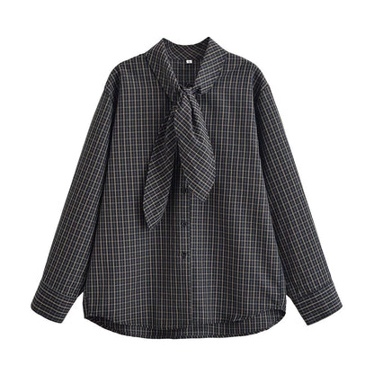 Women Clothing Cotton Scarf Plaid Shirt by Ragazza