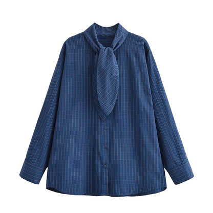 Women Clothing Cotton Scarf Plaid Shirt by Ragazza