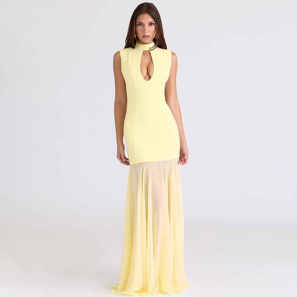 Sexy Cutout Tube Top Cinched Waist See-through Fishtail Dress Women Dress by Ragazza
