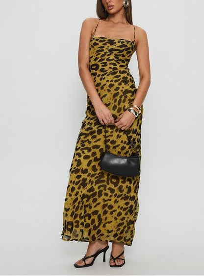 Women Clothing All Match Classic Printing Lace up Backless Dress by Ragazza
