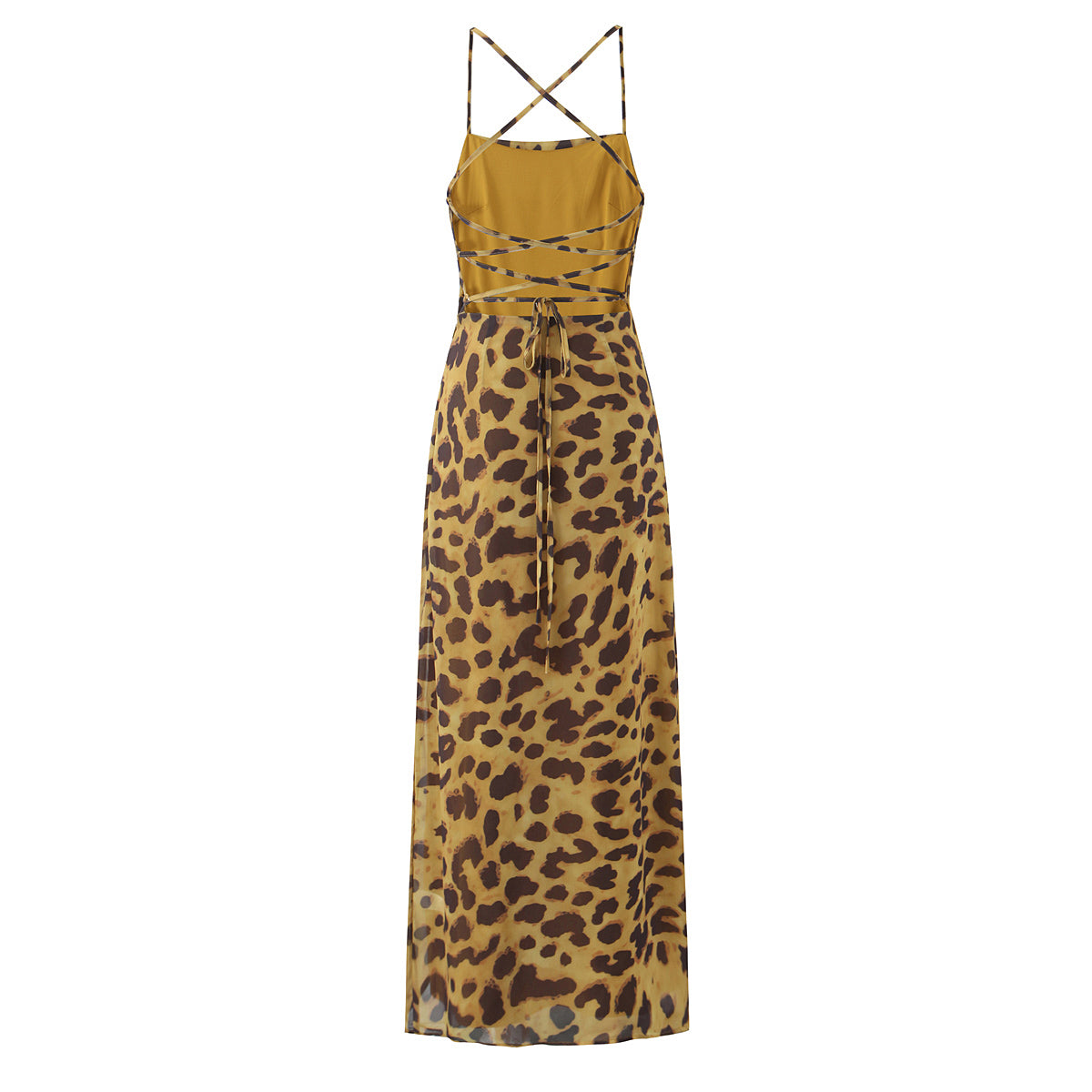 Women Clothing All Match Classic Printing Lace up Backless Dress by Ragazza