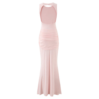 Slim Fit Standard Pleating Twisted Sleeveless Dress Women Summer Elegant Backless Tight Waist Sexy Maxi Dress by Ragazza