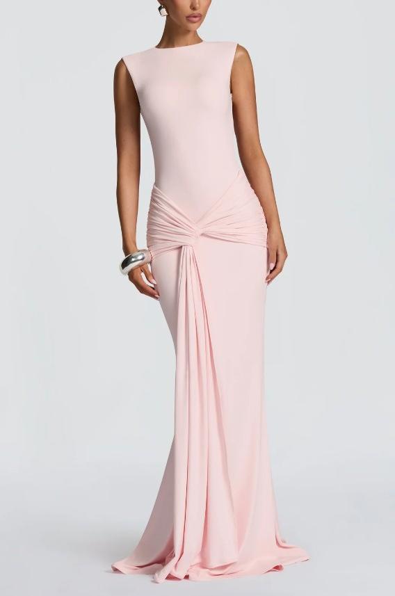 Slim Fit Standard Pleating Twisted Sleeveless Dress Women Summer Elegant Backless Tight Waist Sexy Maxi Dress by Ragazza