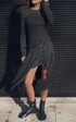 Women Clothing Winter Asymmetric Ruffled Slimming Midi Dress by Ragazza