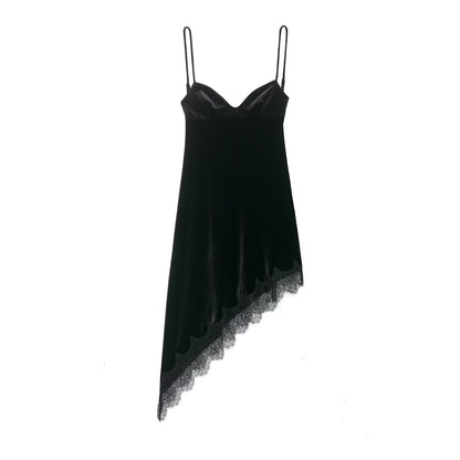 Women Clothing Simple Velvet Lace Midi Dress by Ragazza