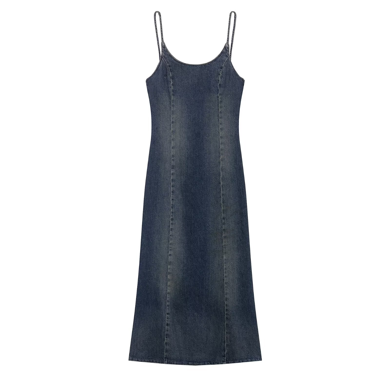Women Clothing Summer Elegance Denim Midi Strap Dress by Ragazza