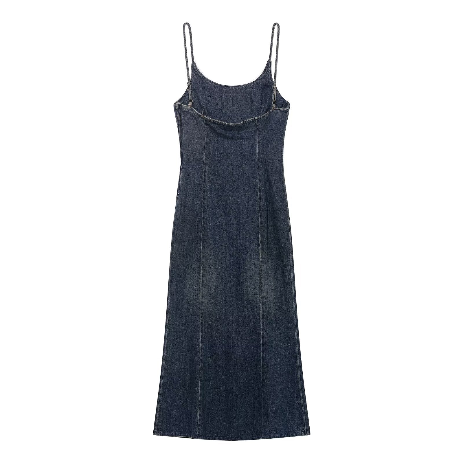 Women Clothing Summer Elegance Denim Midi Strap Dress by Ragazza