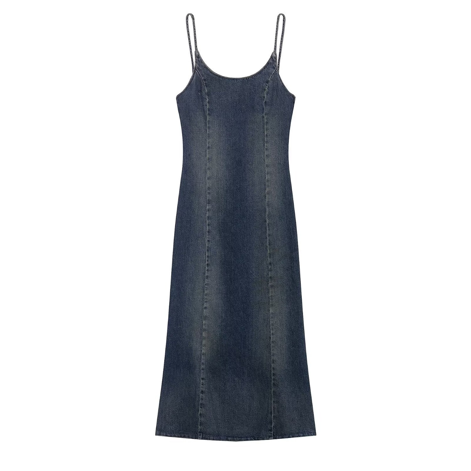 Women Clothing Summer Elegance Denim Midi Strap Dress by Ragazza