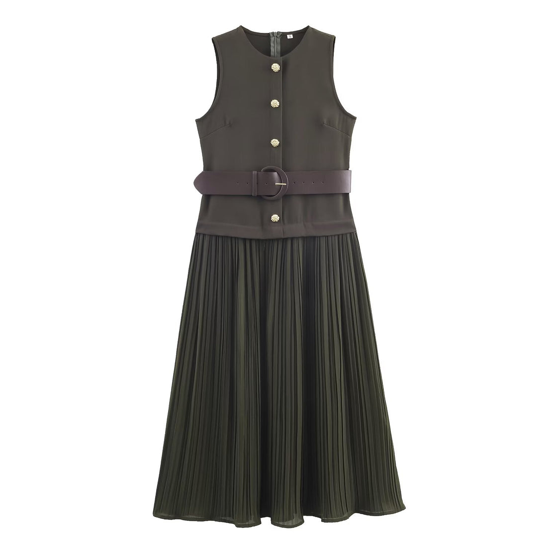Women Clothing with Belt Stitching Midi Dress by Ragazza