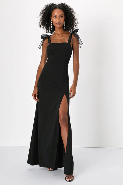 Solid Color Sling Waist Slimming Slit Sexy Women Clothing Maxi Dress Daily Evening Dress by Ragazza
