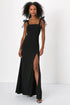 Solid Color Sling Waist Slimming Slit Sexy Women Clothing Maxi Dress Daily Evening Dress by Ragazza