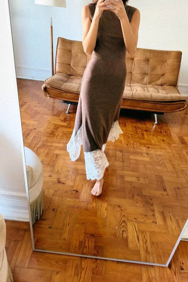 Women Clothing Lace Stitching Maxi Dress by Ragazza