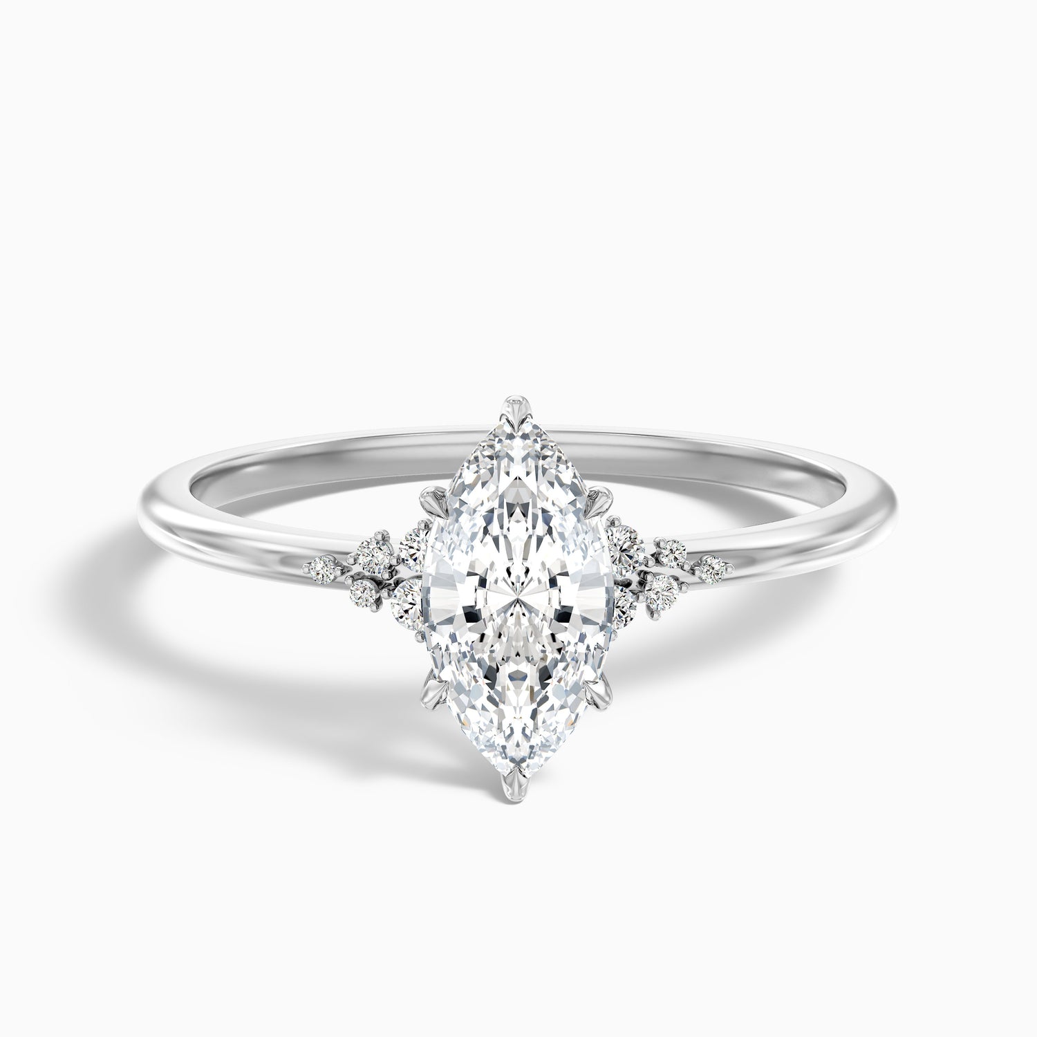 Lylah 2.5 Carat Marquise Cut Side Stone Moissanite Diamond Ring in 925 Sterling Silver