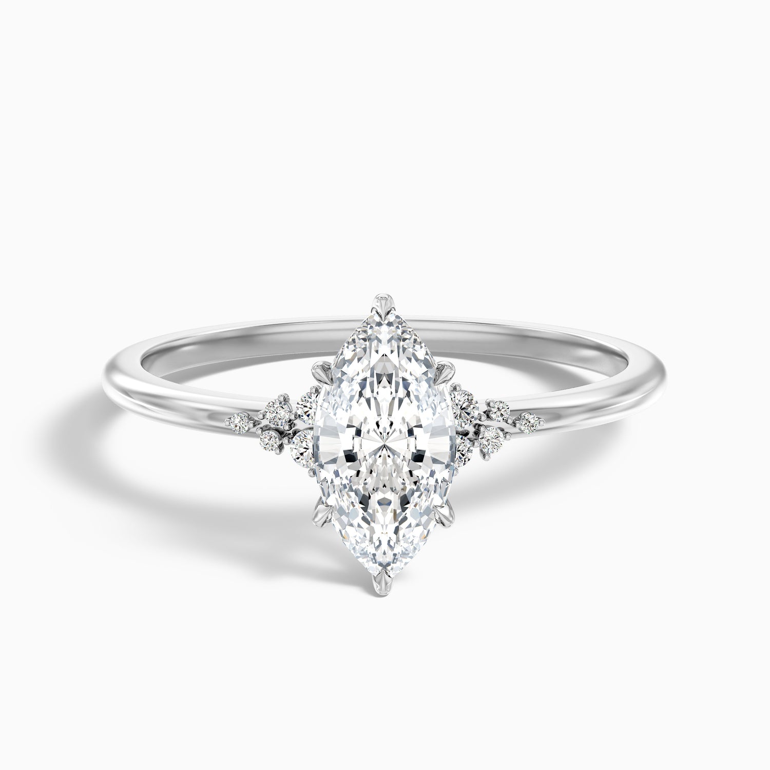 Kyla 3.5 Carat Marquise Cut Side Stone Lab Grown Diamond Ring in 10k Yellow Gold