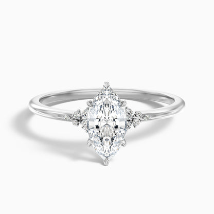 Kyla 2 Carat Marquise Cut Side Stone Lab Grown Diamond Ring in 925 Sterling Silver