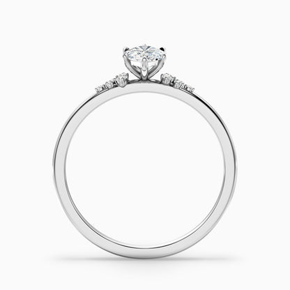 Lylah 3 Carat Marquise Cut Side Stone Moissanite Diamond Ring in 18k White Gold