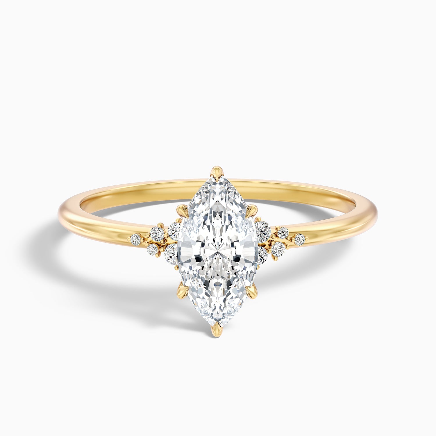 Lylah 3.5 Carat Marquise Cut Side Stone Moissanite Diamond Ring in 10k Yellow Gold