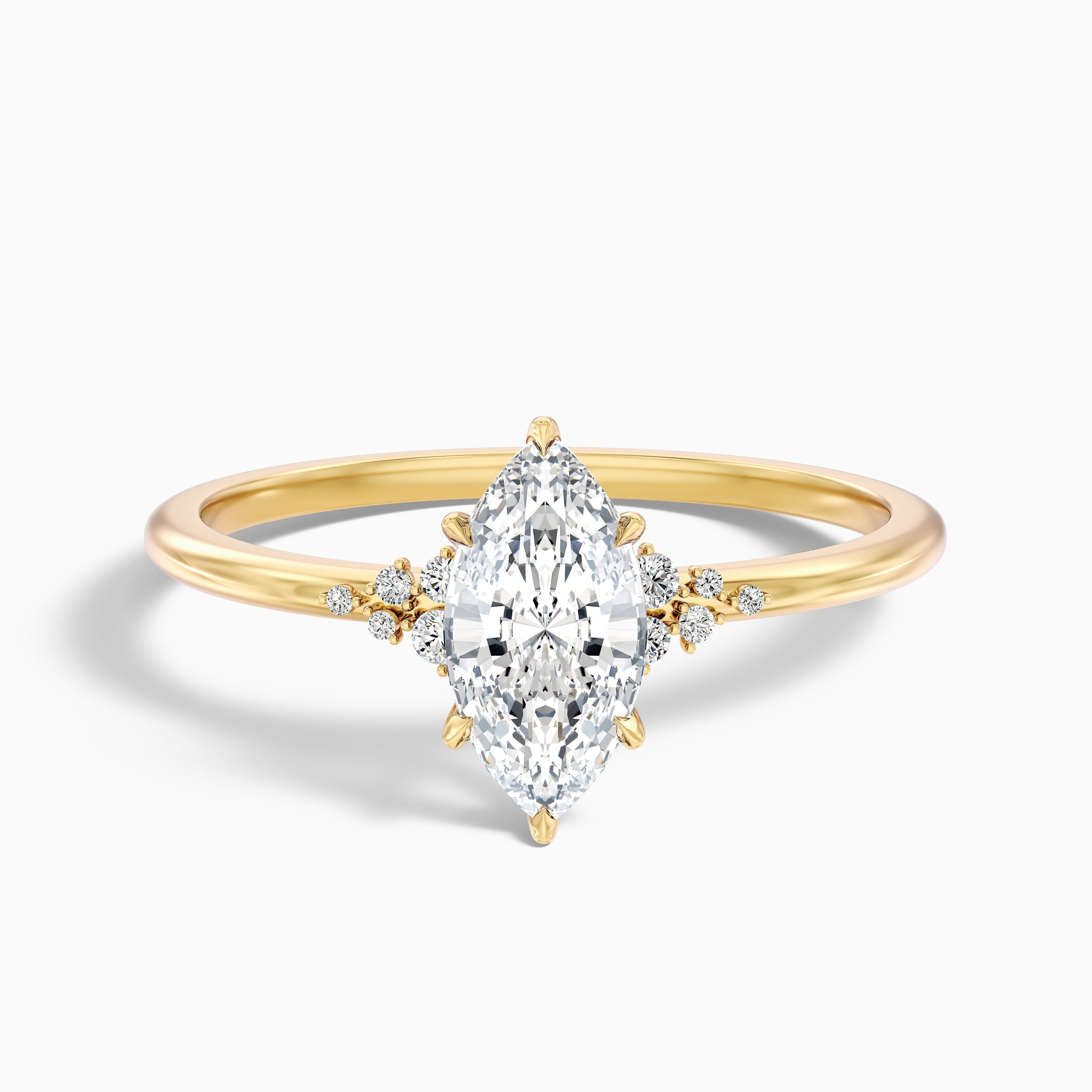 Lylah 2.5 Carat Marquise Cut Side Stone Moissanite Diamond Ring in 925 Sterling Silver