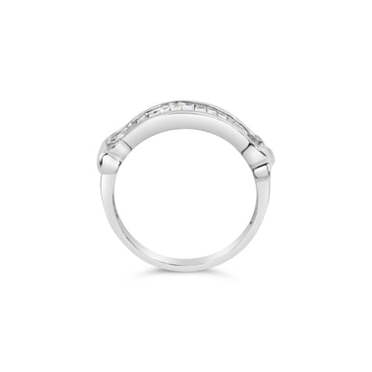 .925 Sterling Silver 1/2 Cttw Baguette Cut Diamond Channel Set X-Station Wedding Ring (H-I Color, I1-I2 Clarity) - Size 6-1/2 by Bids.com