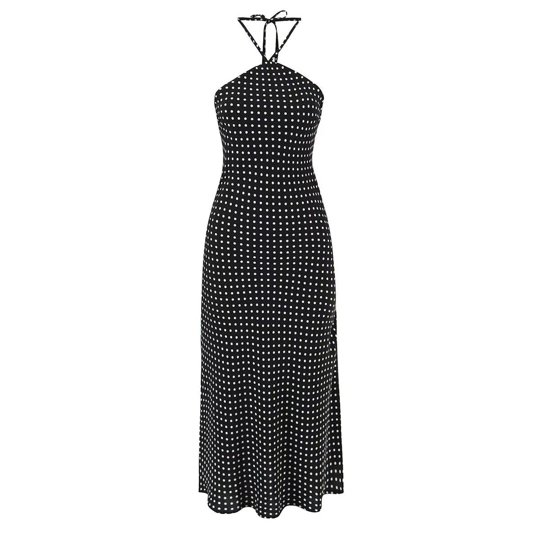 Women Clothing French Vacation Polka Dot Backless Sexy Halter Cami Dress by Ragazza