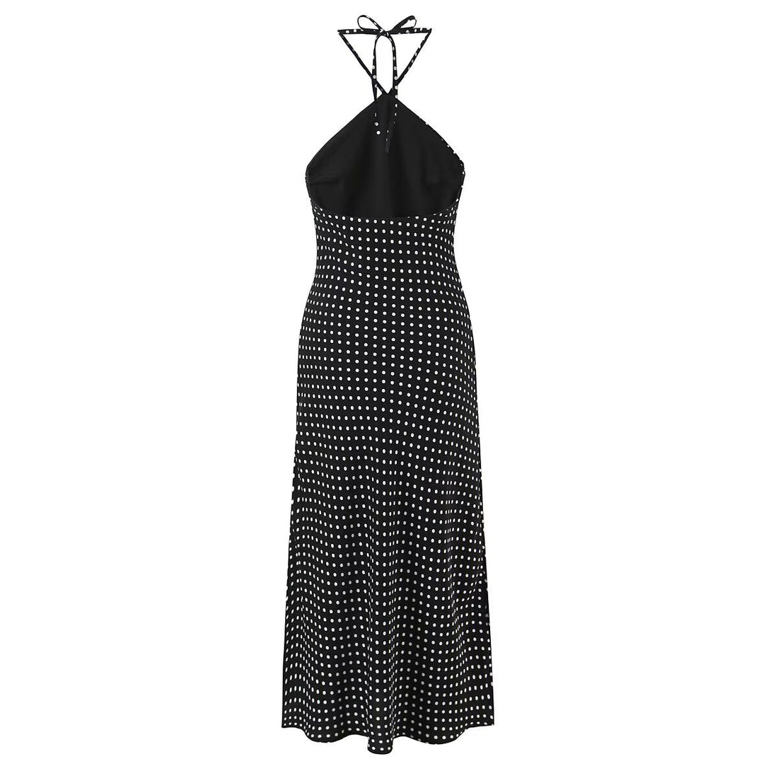 Women Clothing French Vacation Polka Dot Backless Sexy Halter Cami Dress by Ragazza