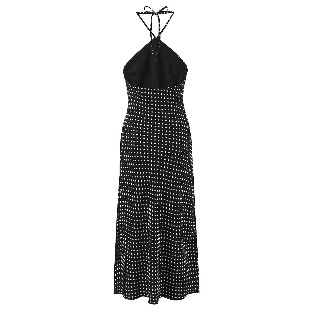 Women Clothing French Vacation Polka Dot Backless Sexy Halter Cami Dress by Ragazza