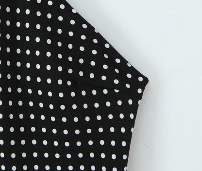 Women Clothing French Vacation Polka Dot Backless Sexy Halter Cami Dress by Ragazza