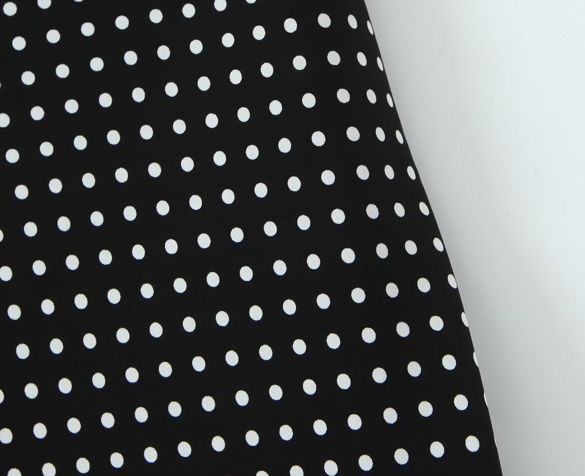Women Clothing French Vacation Polka Dot Backless Sexy Halter Cami Dress by Ragazza