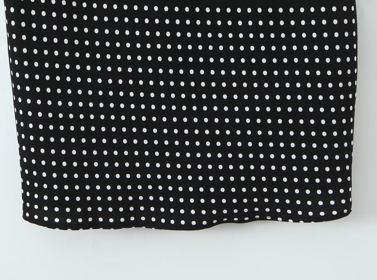 Women Clothing French Vacation Polka Dot Backless Sexy Halter Cami Dress by Ragazza