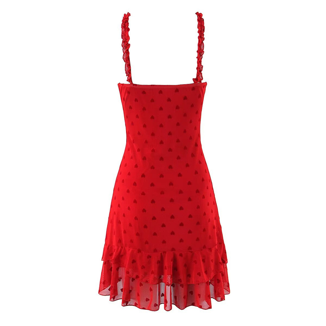 Women Clothing Retro Easy Matching Love Polka Dot Ruffled Shoulder Strap V neck Strap Dress by Ragazza