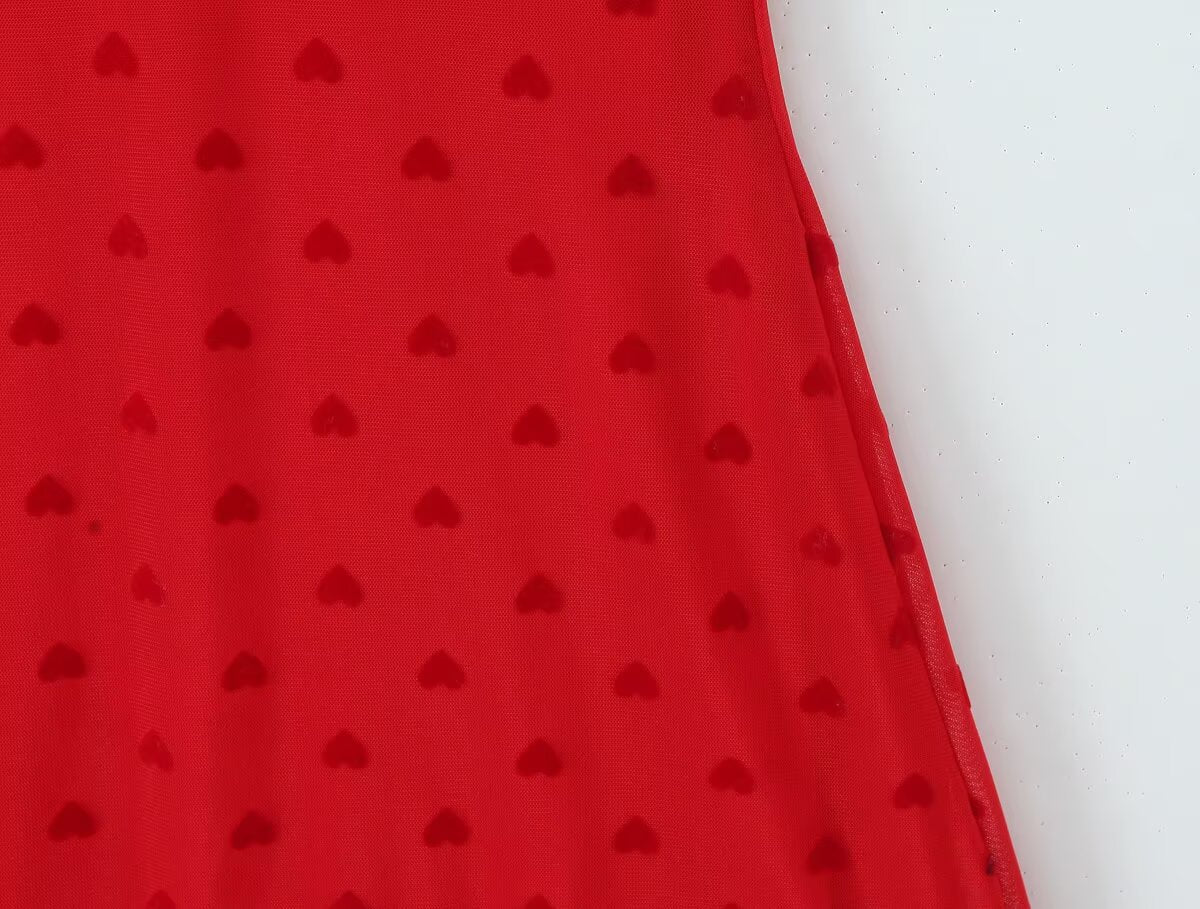 Women Clothing Retro Easy Matching Love Polka Dot Ruffled Shoulder Strap V neck Strap Dress by Ragazza