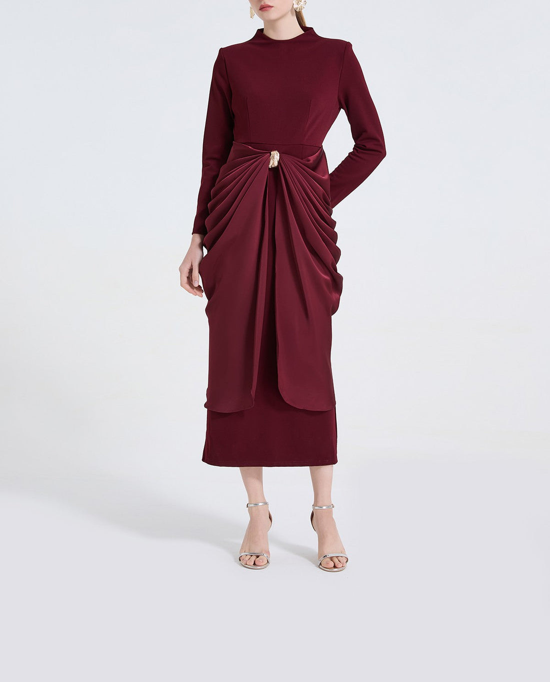 Women High Waisted Pleated And Figure Hugging Dress by Ragazza