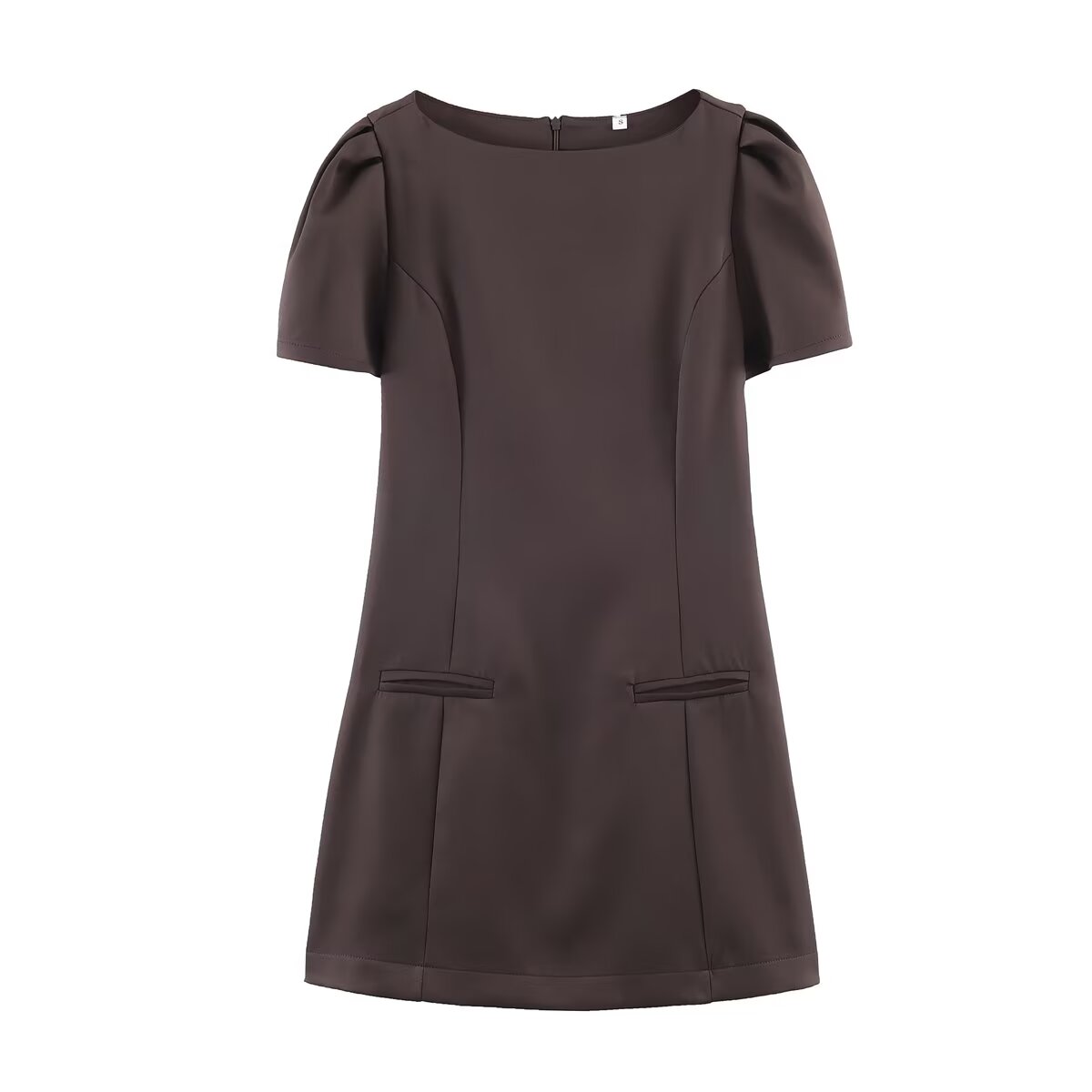 Women Casual Solid Color Two Pleated Pocket Short Sleeve Dress by Ragazza