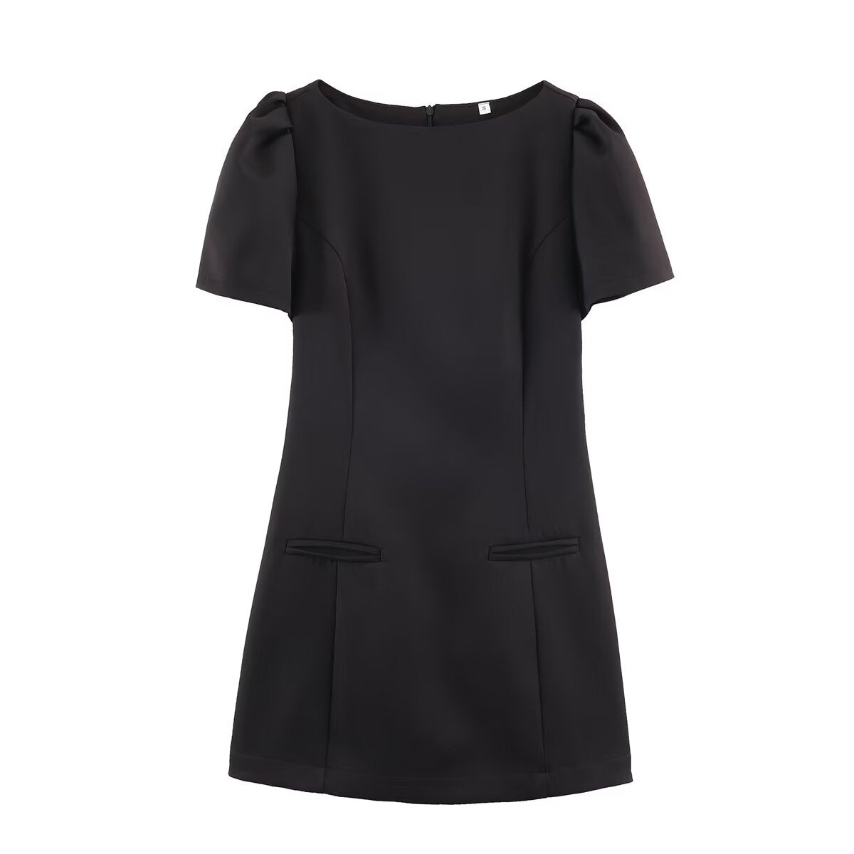 Women Casual Solid Color Two Pleated Pocket Short Sleeve Dress by Ragazza