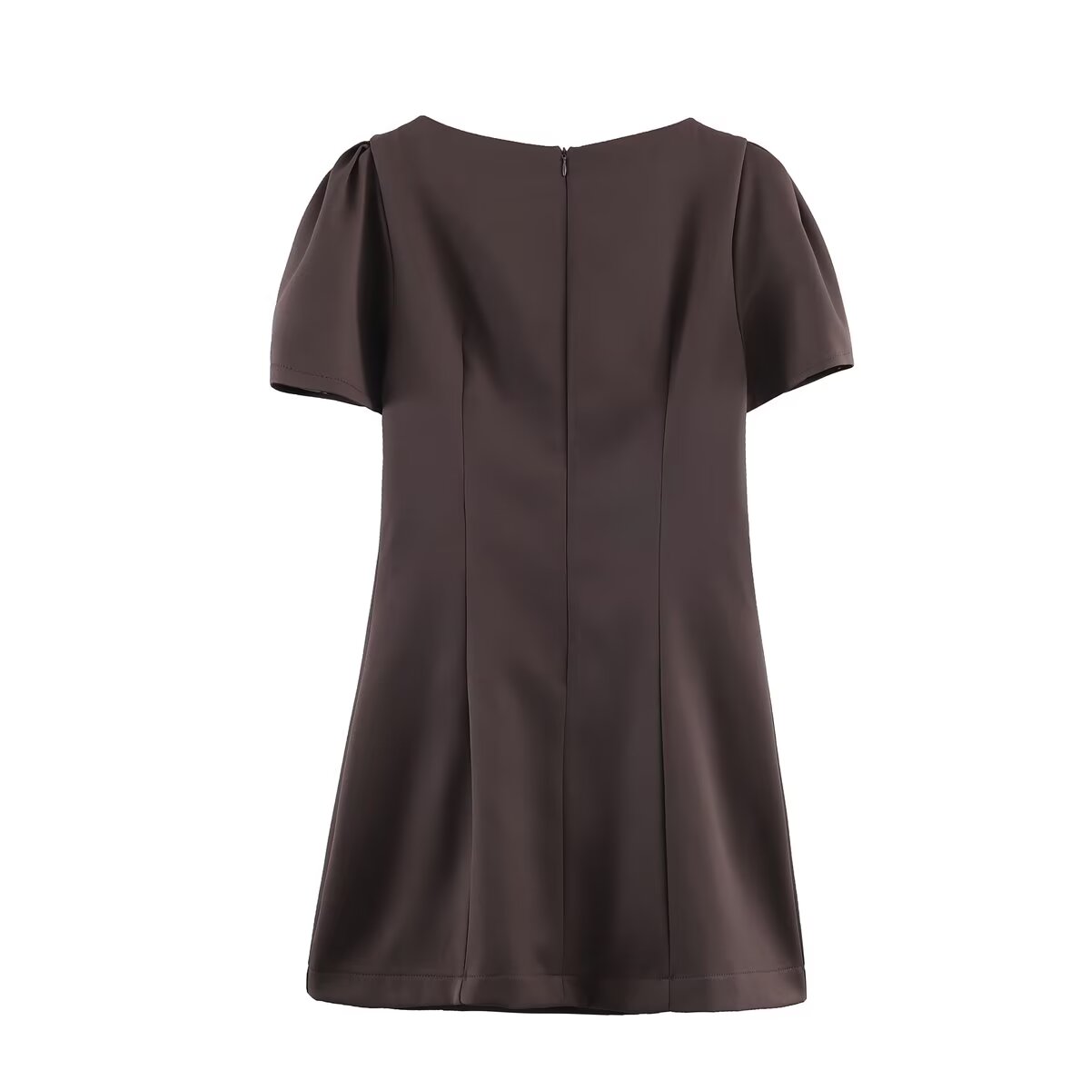 Women Casual Solid Color Two Pleated Pocket Short Sleeve Dress by Ragazza