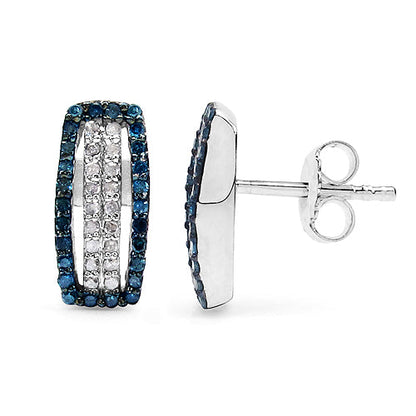 0.51 Carat Genuine Blue Diamond &amp; White Diamond .925 Sterling Silver Earrings by Bids.com