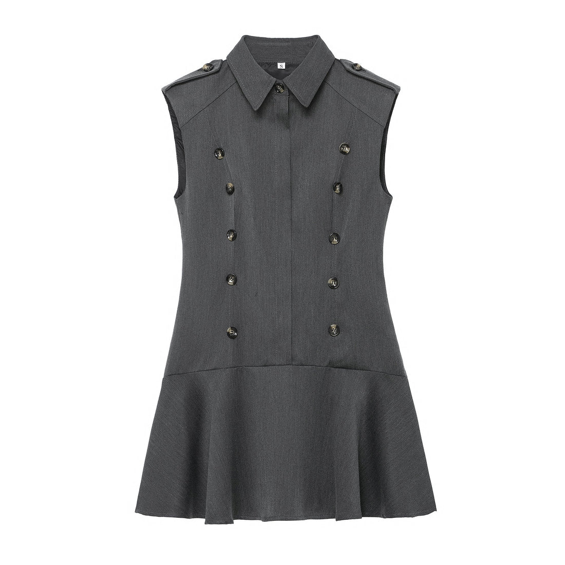Women Clothing Top Product Casual Belt Padded Shoulder Laminated Decoration Short Dress by Ragazza