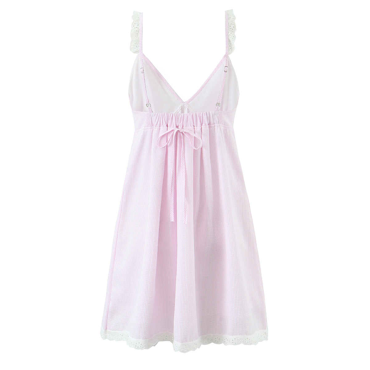 French Sexy Lace Striped Lace Sexy V neck Tied Slim Fit Dress by Ragazza