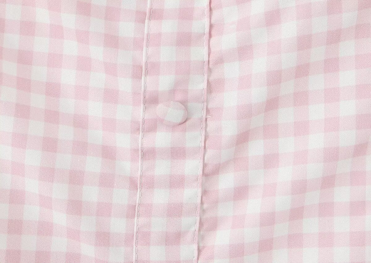 Women Pink Plaid Square Collar Short Sleeve Dress Autumn Tight Waist Slim Single Breasted Maxi Dress by Ragazza