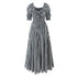 French Retro Minority Design High Waist Color Contrast Check Maxi Dress Women Elastic Waist Puff Sleeve Dress by Ragazza