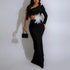 One Shoulder Long Sleeve Sexy Dress Floral Beaded Evening Dress by Ragazza