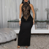Women Wear Sexy Halter Lace Sleeveless Split Dress by Ragazza