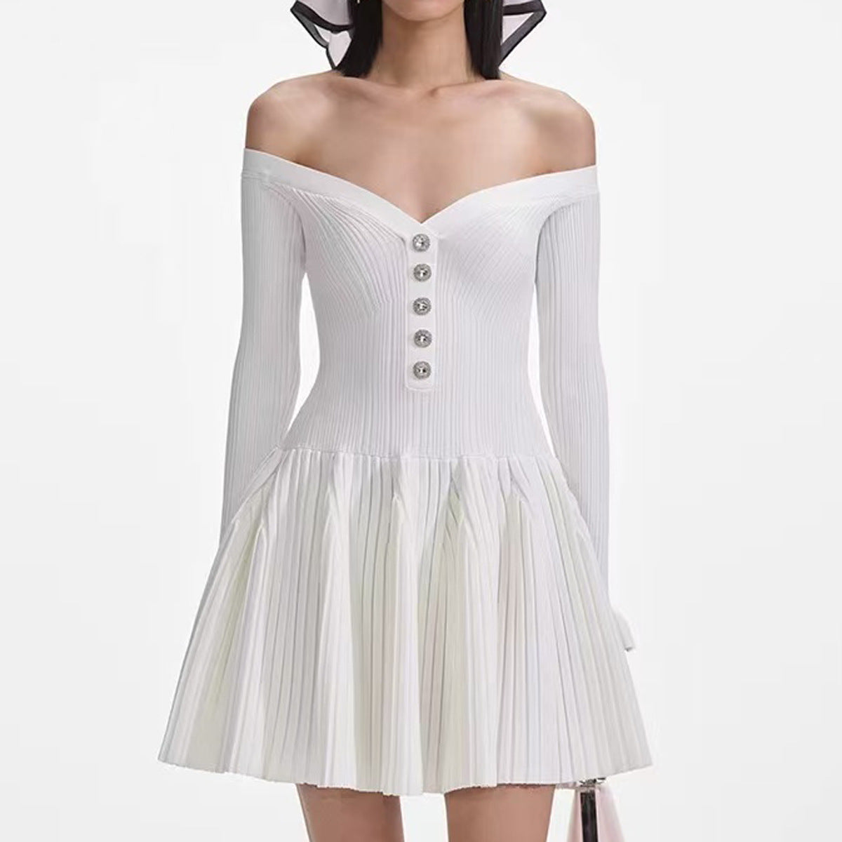 Autumn Long Sleeve off Shoulder off Shoulder Knitted All Matching Slim Fit Slimming Dress by Ragazza
